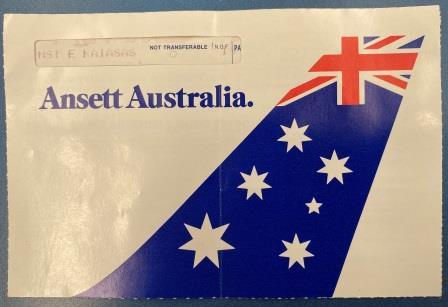 (image for) AVAILED TICKET: "Ansett Australia. - 1991"