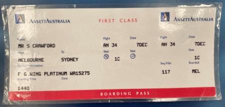 (image for) AVAILED BOARDING PASS: "Ansett Australia. - 1995" - Click Image to Close