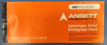 (image for) AVAILED TICKET: "Ansett Airlines Of Australia - 1977" - Click Image to Close