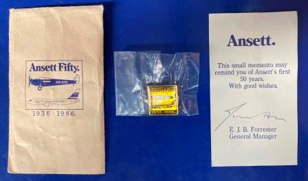 (image for) LAPEL BADGE: "Ansett Fifty 1936-1986"