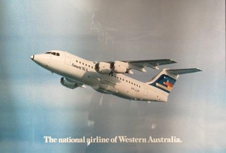 (image for) AIRCRAFT POSTER - BAE146 (Ansett W.A.) : "Laminated / Blockmounted"