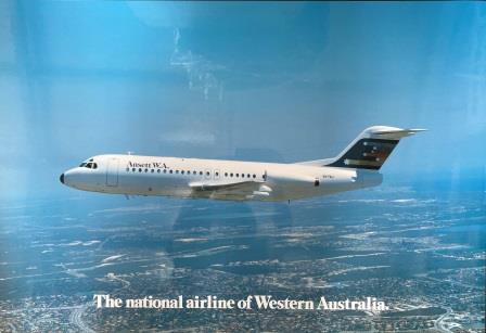 (image for) AIRCRAFT POSTER - FOKKER F28-4000 (Ansett W.A.) : "Laminated / Blockmounted"